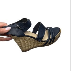 1155-FERGIE Blue Open Toe Annabelle Wedges